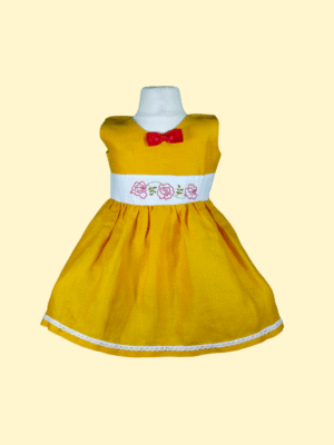 Fall Cotton Dress with Hand-embroidered Design