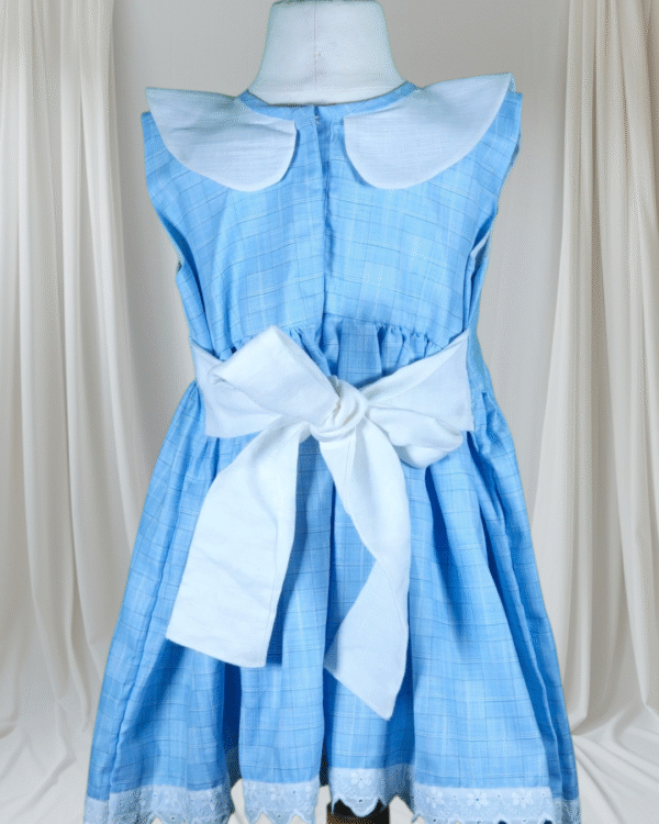 Blue Classic Dress - Vintage Design with Hand-embriodery