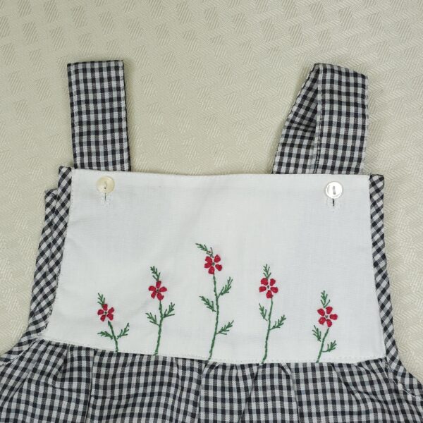 Gingham Cotton Rompers – Hand Embroidered, Unisex