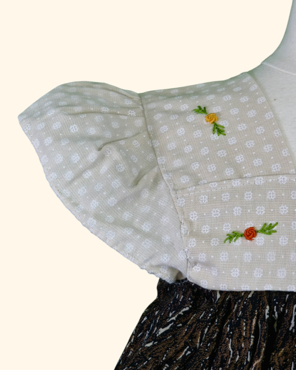 Brown & Cream Hand-embroidered Toddler dress