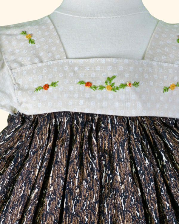 Brown & Cream Hand-embroidered Toddler dress