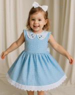 Blue Classic Dress - Vintage Design with Hand-embriodery