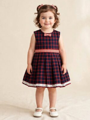 Navy Check Dress