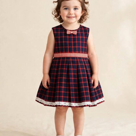 Navy Check Dress